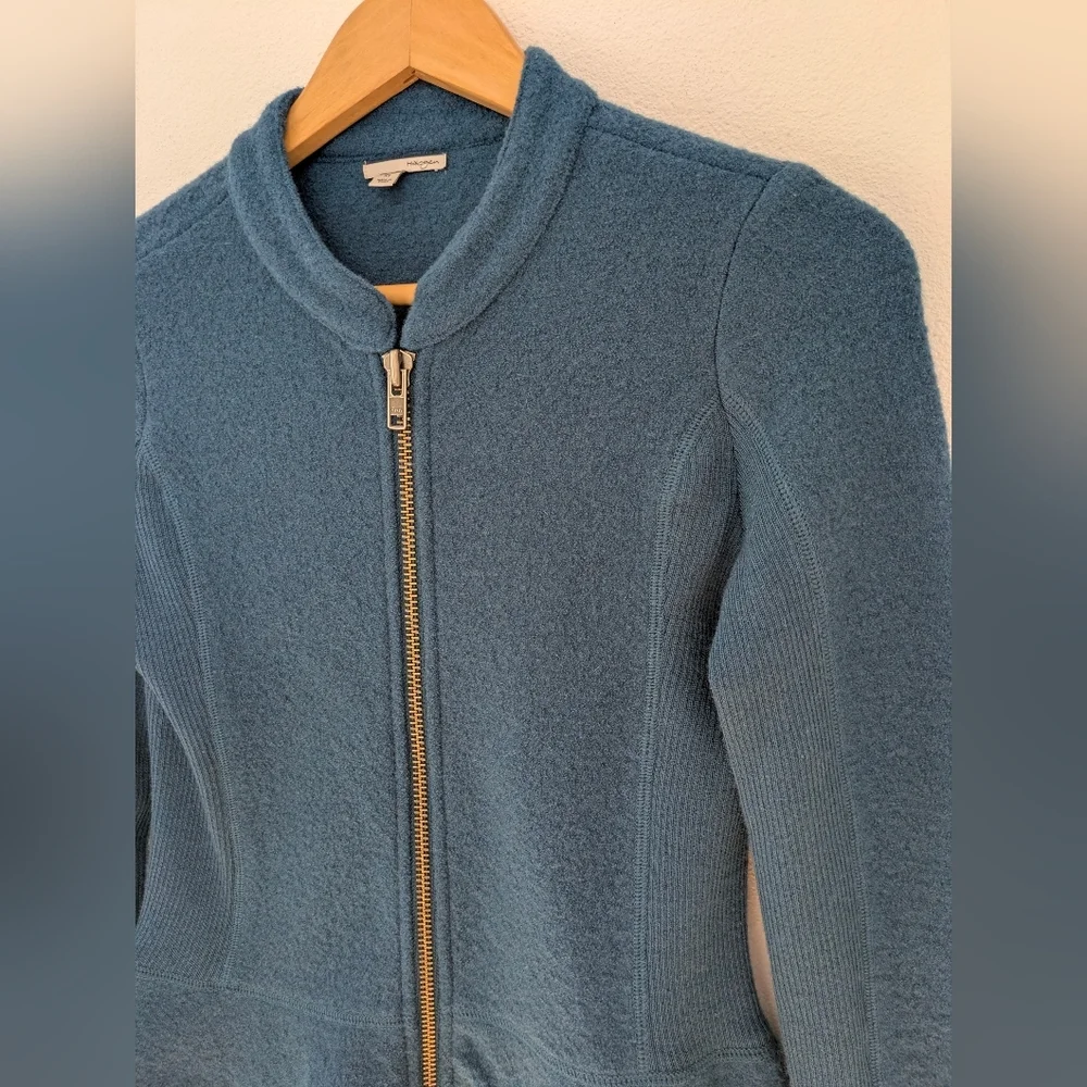 Halogen Nordstrom Women’s Petrol Peplum 100% Merino Wool Zip Up Jacket Sz XS EUC - Picture 5 of 16